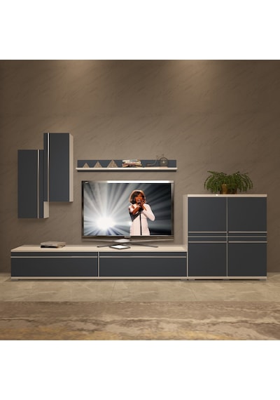 Decoraktiv Eko 6 Mdf Std Tv Ünitesi Tv Sehpası Beyaz - Antrasit