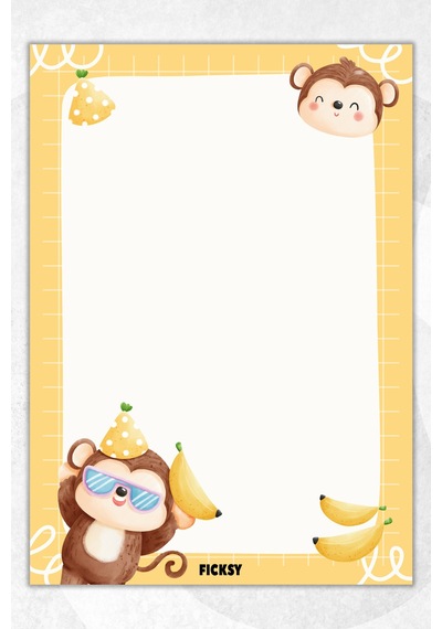 A5 Maymun Bloknot Çizgisiz Defter - 50 Yaprak - Memopad - Notepad - Not Defteri - Not Kağıdı Sarı Sarı