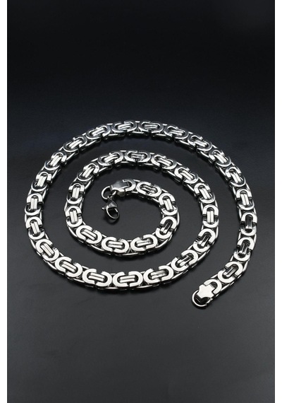 Paslanmaz Çelik Euro Kral Model Kolye Zincir 8mm 902592 Gümüş