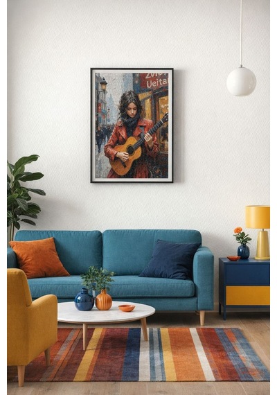 Nova Puzzle 1000 Parça Kırmızılı Gitarist Kadın Puzzle - 41195