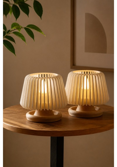 Dekoratif Led Tealight Mumluk Masaüstü Aydınlatma 2 Adet Bej - 881986858