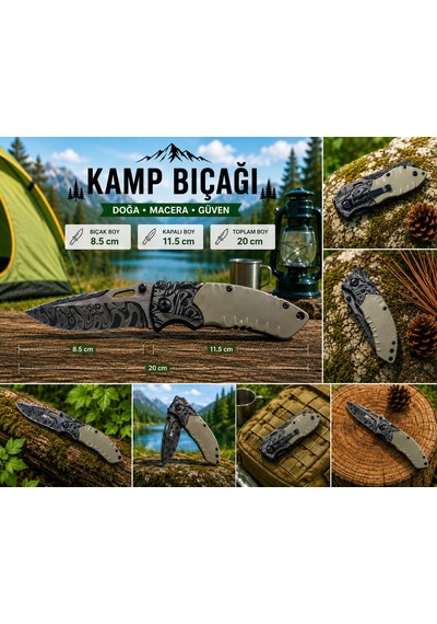 Kamp Bıcağı Çakı Şık Tasarım Plastik Kapze Antrasit