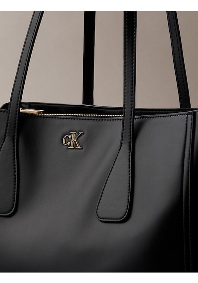 Calvin Klein Kadın Ck Medium Work Tote Çanta-12532 Siyah/altın