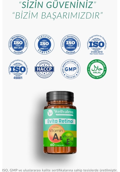 Wellvalens Evita Retinol Takviye Edici Gıda 60 Kapsül