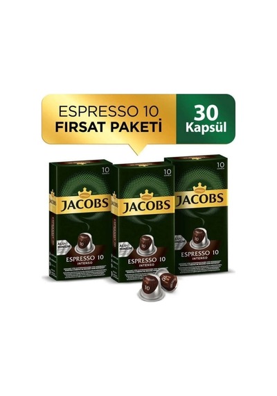 Jacobs Espresso 10 Intenso Alüminyum Kapsül Kahve 3 x 10'lu