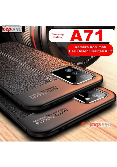 Samsung Uyumlu Galaxy A71 Kamera Korumali Deri Görünümlü Silikon Kilif 402642257