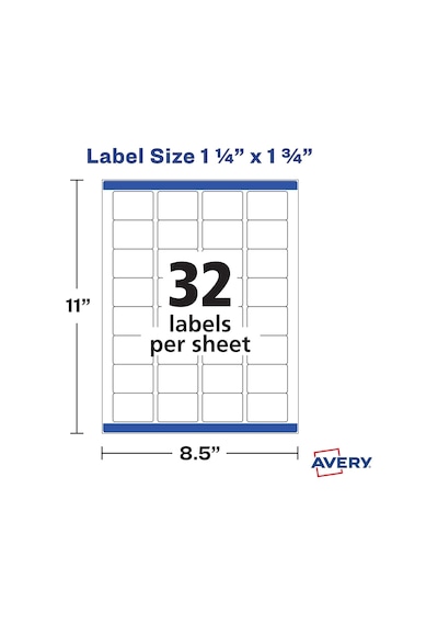 Yazdırılabilir Boş Dikdörtgen Etiketler, 1.25" X 1.75", Beyaz, 256 Özelleştirilebilir Etiket 22828 Çok Renkli
