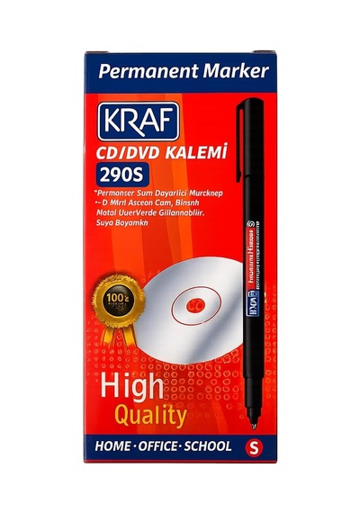 Kraf Permanent Marker Cd/dvd Kalemi 290s, Siyah, İnce Uç, Cam, Plastik Ve Metal Yüzeylerde Kull