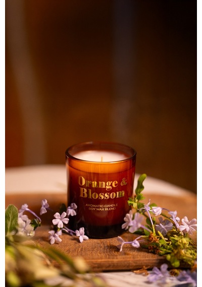 Glam Orange Blossom Portakal Çiçeği Kokulu 2'li Mum Seti Turuncu 120 Gr - 200 Gr Renkli