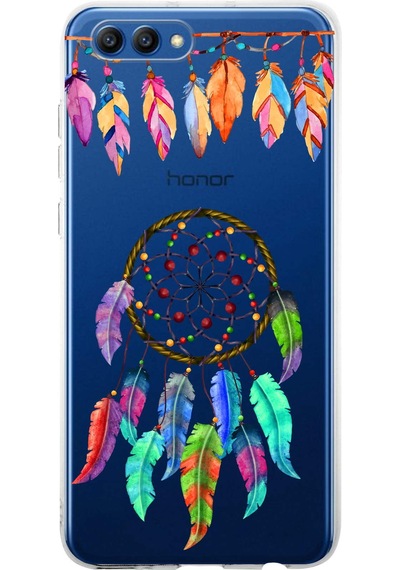 Huawei Honor View 10 İle Uyumlu 1mm Slim Fit Nazar Boncuğu 6 Baskılı Şeffaf Kılıf Şeffaf