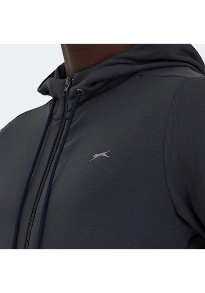 Slazenger RICH Erkek Fermuarlı Kapüşonlu Cepli Koyu Gri Eşofman Takımı