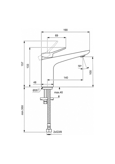 Ideal Conca Grande Lavabo Bat.-krom
