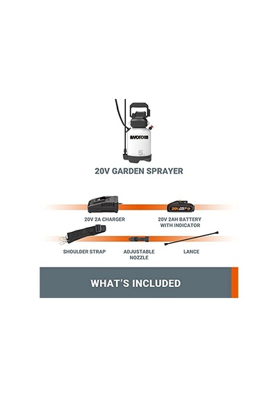Ayrex Worx Wg829e 20volt 2.0ah. Li-ion 5lt. Omuz Askılı Basınçlı İlaçlama Ve Dezenfektan Pompası Genel