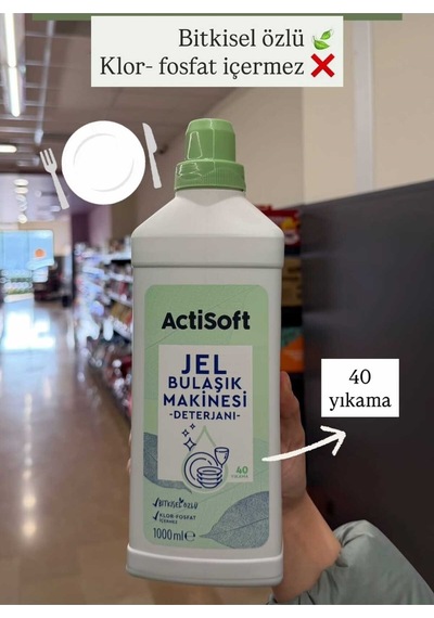 Bitkisel Özlü Jel Bulaşık Makinesi Deterjanı Klor Ve Fosfat İçermez 1000 Ml X 4 Adet 160 Yıkama
