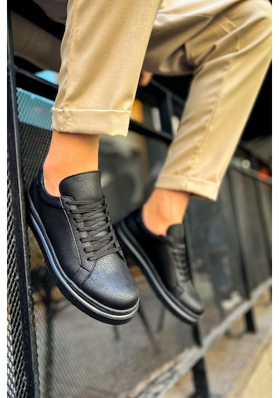Mn979 - Santoni Crt Spor Erkek Ayakkabı Sıyah Siyah