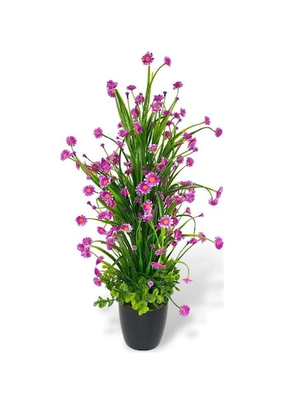 Yapay Çiçek Siyah Saksıda Lila Papatya Ağacı 55cm Yapay Çiçek Siyah Saksıda Lila Papatya Ağacı 55cm