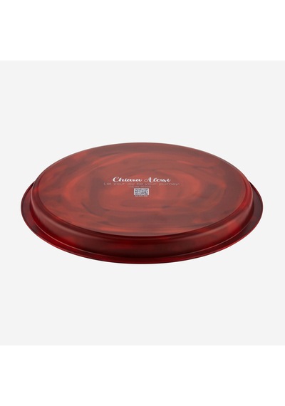 Kırmızı Metal Tepsi 34 Cm