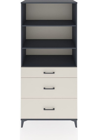 Hyperion Dolap 3 Raflı 3 Çekmeceli 88x44x195 Antrasit-aytaşı Antrasit