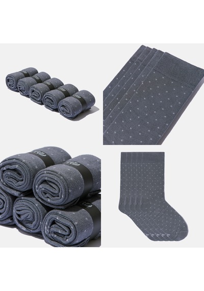 Dikişsiz Bambu Çorap Nokta Desenli Gri Renk Bambu Erkek Çorap Kutulu 5 Çift Premium Uzun Çorap Soket Çorap Bambu Mix