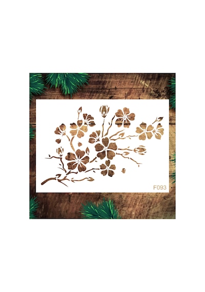 Kk Swords Stencil Tasarım F093 Şakura Desen - Dekoratif Duvar Ve Eşya Boyama Şablonları 21x30 Cm