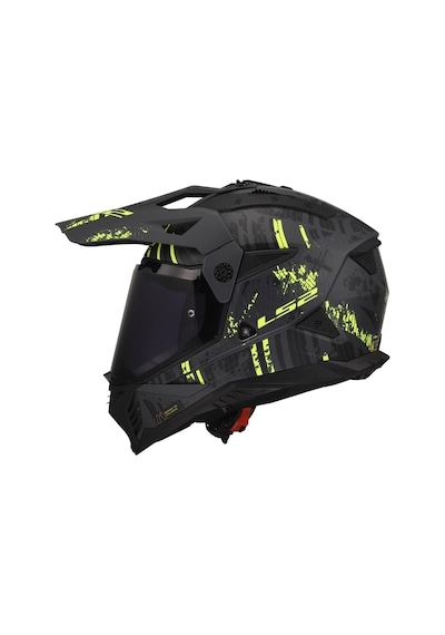 Ls2 Pıoneer 2 Crazy Mat Siyah-gri-neon Sarı Kask Siyah Vizör Mat Sıyah-neon Sarı