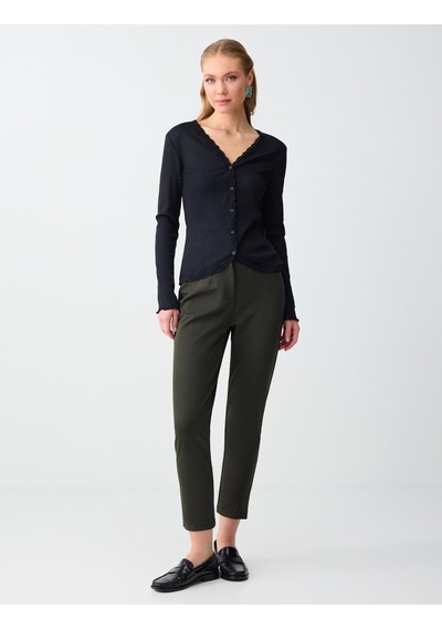 Jimmy Key Jimmy Key Haki Yüksek Bel Normal Paça Örme Pantolon 6sw186515312