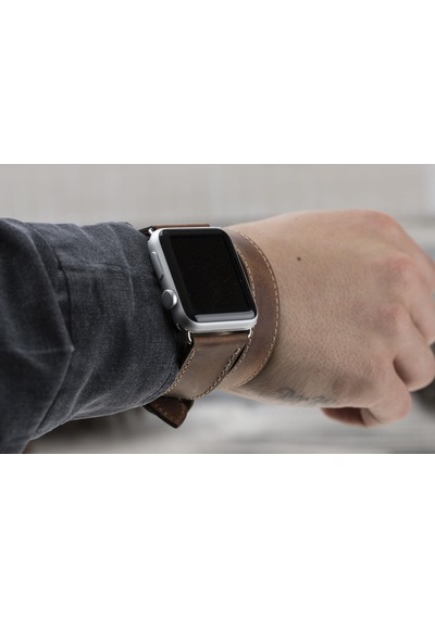 Bouletta Apple Uyumlu  Watch Deri Kordon 42-44-45 MM Çift Tur Kahverengi