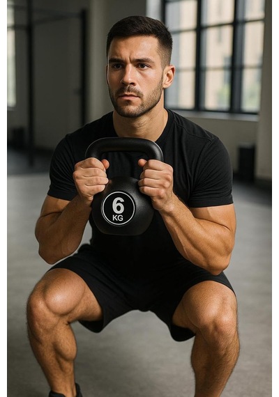 6 Kg Kettlebell Çaydanlık Dambıl Siyah Tek Ebat