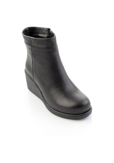 Siyah Hakiki Deri Kadın Bot & Bootie K02586666603
