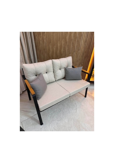 Houseart Balkon ,bahçe , Teras , Cafe ,salon , Metal Kanepe , Metal Kanepe Koltuk ,oturma Takımı 2-1-1 , Yemek Masası , Orta Masa Krem