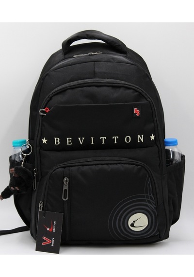 Bevitton Özel Su İtici Kumaş Unisex Siyah Okul Çantası 34400