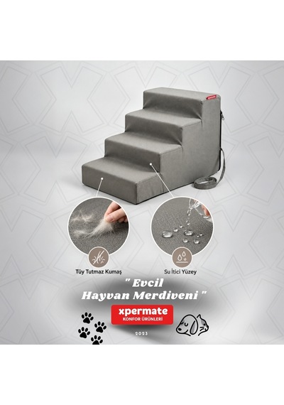 Xpermate Köpek Merdiveni Kedi Merdiveni 4 Basamaklı Evcil Hayvan Merdiveni 60 x 72 x 40 CM
