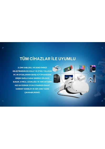 Cosmostech Meta Quest Sanal Gerçeklik Gözlüğü İçin Link Kablosu 1/2/3/pro/pico Uyumlu 3.2 Hızlı Data Kablosu 5m G