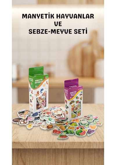 Manyetik Mıknatıslı Eğitici Hayvan Ve Sebze Meyve Oyuncak Seti 56 Parça