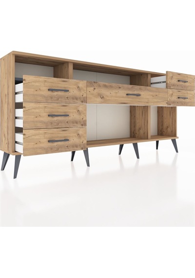 Arges Konsol 2 Raflı 6 Çekmeceli 176x30x83 Çam-antrasit/çam Antrasit/çam Arges Konsol 2 Raflı 6 Çekmeceli 176x30x83 Çam-antrasit/çam Antrasit/çam