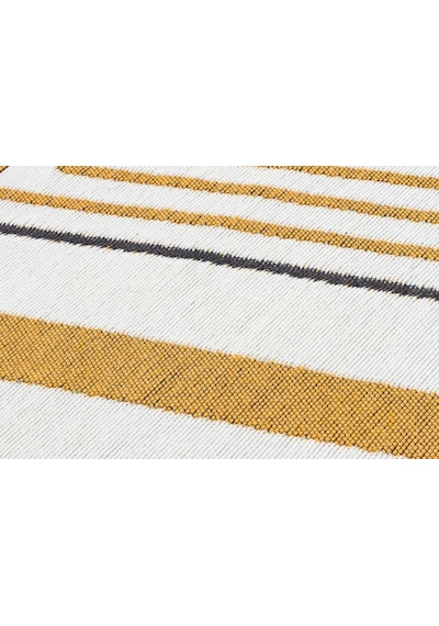 Yellow Grey Yıkanabilir Çift Taraflı Modern Desenli Dokuma Kilim