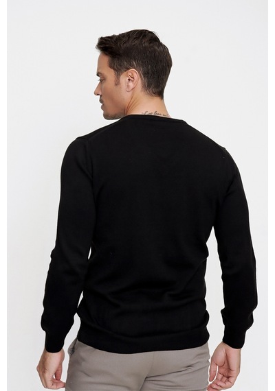 Morven Basic Dinamik Fit Rahat Kesim V Yaka Triko Kazak Koyu Bordo