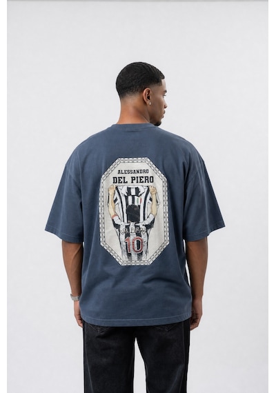 Respire Erkek Del Piero Baskılı Oversize T-shirt Petrol