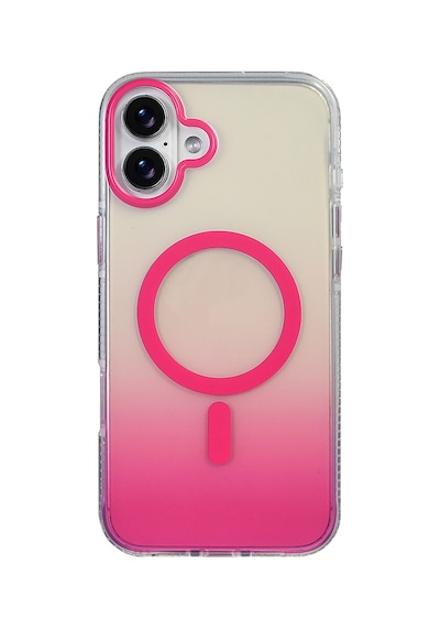 Zore İphone 16 Plus Kılıf M-safe Şarj Özellikli Transparan Renk Geçişli Nvth Toros Kapak - Rose Pembe