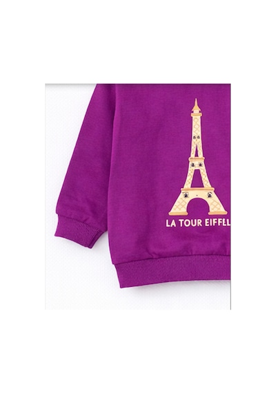 HelloBaby Kız Bebek Pamuklu Sweatshirt Desenli Model Mor - Mercan