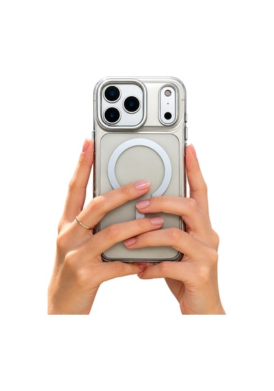 Sbprc İphone 18 Pro Max / 17 Pro Max İçin Kılıf Renk Geçişli Şeffaf M-safe Şarja Uygun Augus Kapak Gümüş