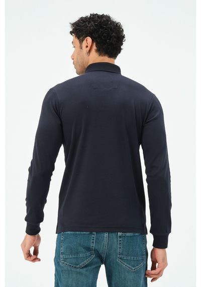 Uzun Kollu Regular Fit Erkek Polo Yaka T-shirt Lacivert