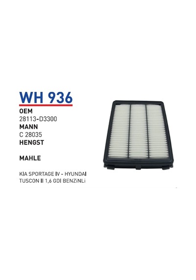 WUNDER WH936 HAVA FİLTRESİ - KİA SPORTAGE IV - HYUNDAI TUSCON II