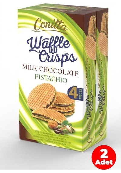 Conitta Waffle Crisps - Antep Fıstıklı Sütlü Çikolatalı Gofret 100 Gr 2 Adet