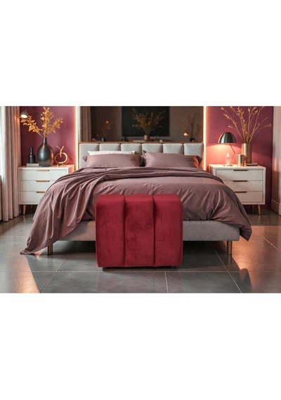 Yarmalı Puff Bordo Bordo