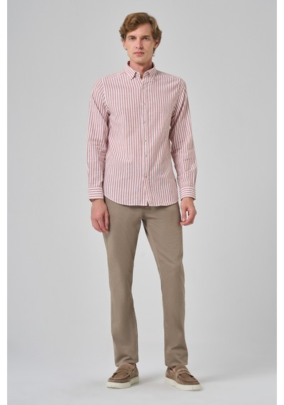 Morven Erkek Turuncu Slim Fit Düğmeli Yaka Gömlek 25ms004012451 Turuncu Turuncu
