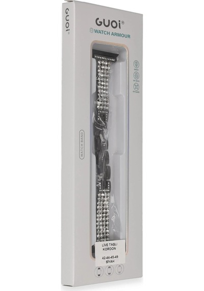 Newface - 293 - Apple Watch Uyumlu 38mm Live Taşlı Kordon - Novapazr - - Siyah