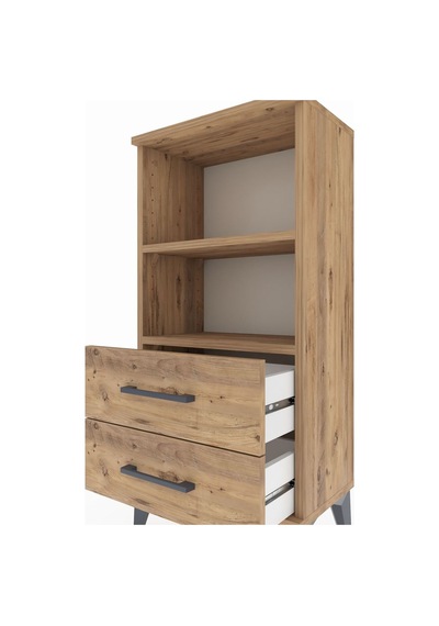 Arges Komodin 2 Raflı 2 Çekmeceli 44x30x96 Çam-çam Çam