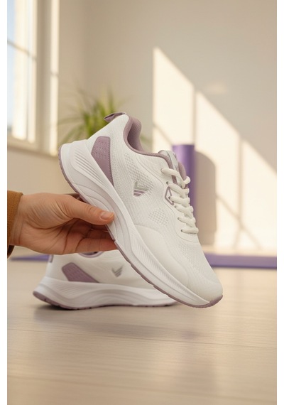 Enoch Kadın Spor Ayakkabı Nefes Alabilir Örme Saya Antrenman Sneaker Ayakkabısı Beyaz