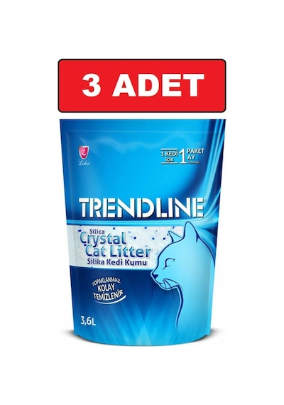 Trendline Tozsuz Silika Kristal Kedi Kumu 3 Adet X 3600 Ml